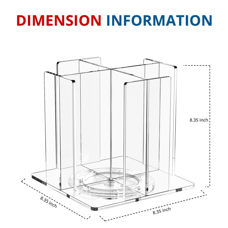 KOTEMON Cup and Lid Holder  4 Compartment  Square | Rotating Coffee Cup Dispenser Lid Carousel for Restaurant  Buffet  Coffee Station  Bar  Countertop  Clear Acrylic - Image 5